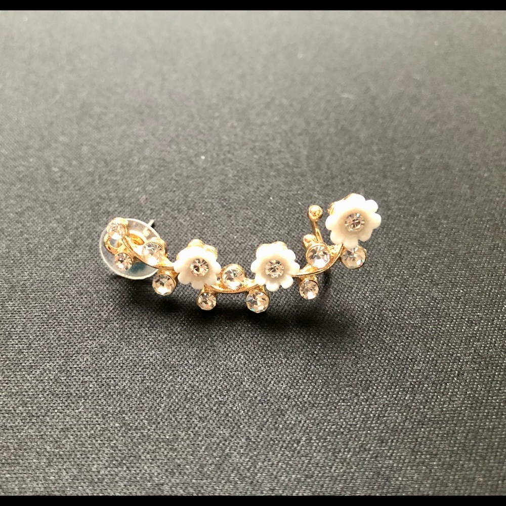 Goldtone Flower Ear Climber Earring
